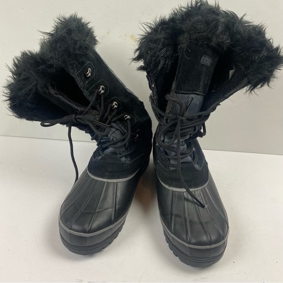 Khombu Nordic 2 Black Gray Winter Snow Tall Boots Lace-up Faux Fur Suede Size 7 - Picture 12 of 14
